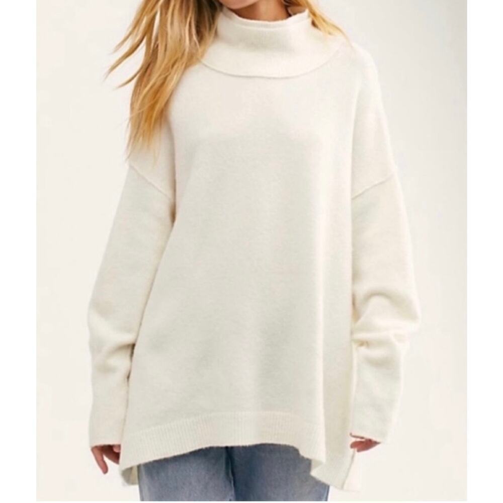 NWT Free People Afterglow Mock Neck Sweater Women's Ivory Size Small